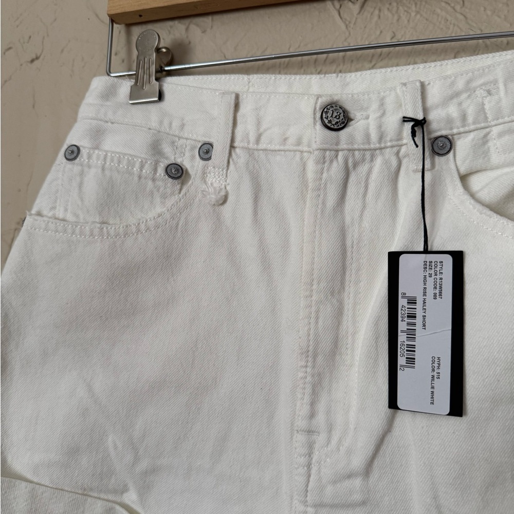 R13 high rise Hailey White Denim Shorts size 29 - Picture 3 of 3